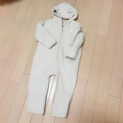 ベビーギャップ もこもこクマロンパース ホワイト アウター　80cm