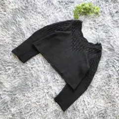 Kastane【F】ダークグレー レース編み クロップドニット