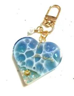 【8/20以降発送】ハート 型 レジン キーホルダー 海 夏 シェル プレゼント 8月最終セール】ハート レジン キーホルダー 海 夏 シェル プレゼント