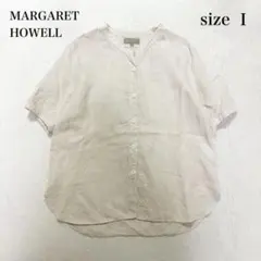 【美品】マーガレットハウエル リネン100% バンドカラーシャツ ギャザー Fのサムネイル