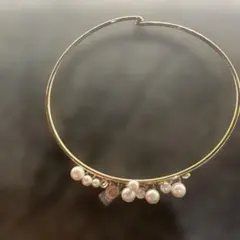 ヴィンテージ　マイケルコース　パールとクリスタルのゴールドチョーカー