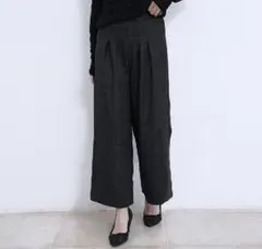 Doux Belle ワイドパンツ ウエストゴム チェックダークグレー