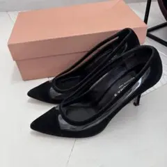 CORSO ROMA 9 ブラックパンプス シースルーポインテッドトゥ