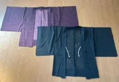 夏用　羽織　アンティーク　昭和レトロ　2枚セット　紫系　黒