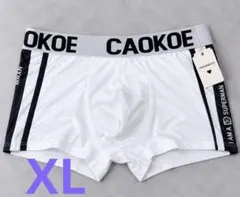 新品 メンズ XL CAOKOE ボクサーパンツ ホワイト ブラック ロゴ