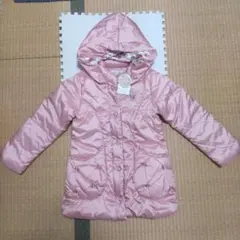 新品未使用 タグ付き マザウェイズ 光沢ピンク 中綿コート フード付き 130