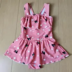 女の子用フリル付きワンピース水着　ミキハウス　ビーちゃん　くま　ピンク