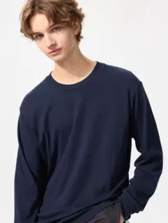 uniqlo ユニクロ ソフトタッチクルーネック t ネイビー M