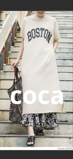 cocaロゴスウェトワンピースノースリーブ