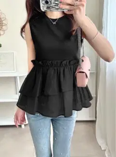 新品タグ付 GRL シアードッキングペプラムトップス[ask62]