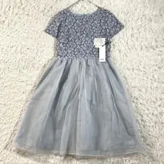 未使用・タグ付き　カエン　チュール レース　ワンピース　花柄　水色　ライトブルー