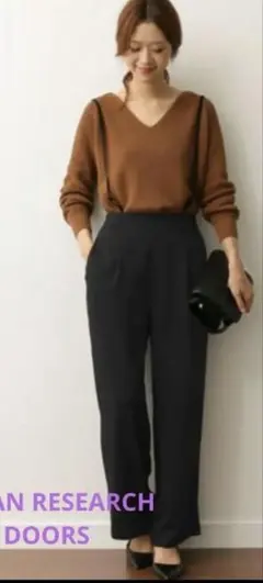 アーバンリサーチドアーズ　サスペンダーパンツ　 ネイビー　ワイドパンツ