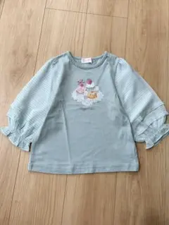 中古　メゾピアノ　カップケーキプリント　7分袖Ｔシャツ　110②