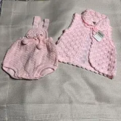 新品　ベビーウエア2点セット、ピンクロンパース他※プロフ必読