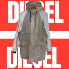 【名作】DIESEL ディーゼル デニム切替 モッズコート カーキ 袖デニム