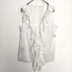 【COMME CA ISM】ノースリーブ(М)トップス フリル シースルー