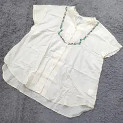 ★b1590 Jocomomola【40】アイボリー 刺繍半袖チュニック