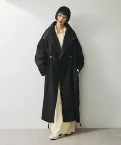 サステナブル スタンドカラーロングモッズコートのサムネイル