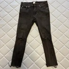 ダメージ加工 スキニーデニムパンツ ブラックのサムネイル