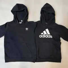 adidas フード付きパーカー J140 黒　2枚セット