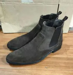 スウェードブーツ　革 サイドゴア　ダークブラウン