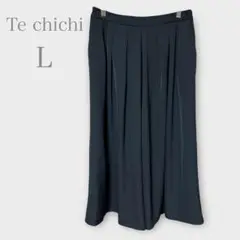 テチチ　ガウチョパンツ　ネイビー　L きれいめ　シンプル