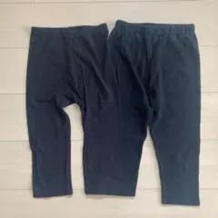 キッズ　レギンス　5分丈　綿混　黒　2枚セット　150①