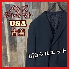 テーラード メンズ グレー ストライプ XL USA古着 長袖 ジャケット