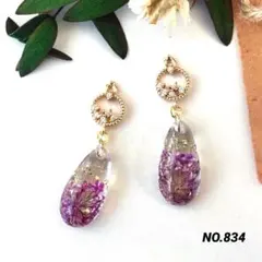 NO.834　ピアス　イヤリング　ドライフラワー　レジン　ハンドメイド