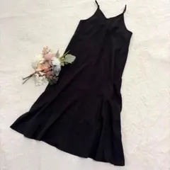 【ジーユー】GU バックリボンキャミソールワンピース ロング ブラック S