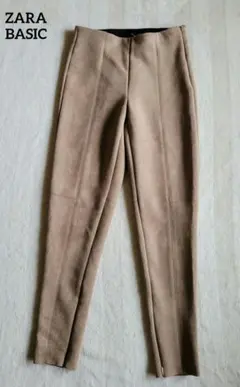 ZARA BASIC スエード調 裾ジッパー パンツ XS