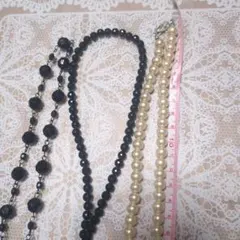 ビーズ　ロング　パール風ロングネックレス ３セット