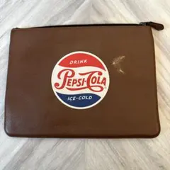 COACH Pepsi-Cola ロゴ入り ブラウンレザー クラッチバッグ