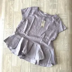 index ペプラム　Tシャツ　トップス　薄紫　Mのサムネイル