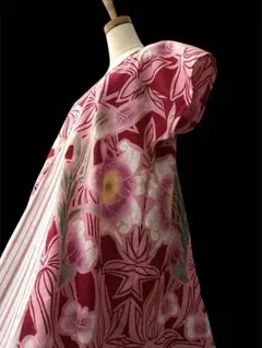 6Y41-4911浴衣リメイクワンピース　ロング　ハンドメイド　優雅Aライン反物