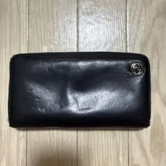 GUCCI グッチ GG柄 シェリーライン 長財布 ラウンドファスナー 黒