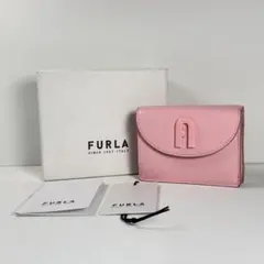 【美品】フルラ ドライフォールド レザー コンパクトウォレット 3つ折り財布