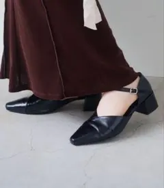 【Kastane】クロスストラップパンプス ブラック 37