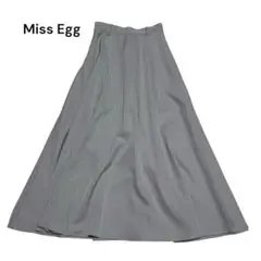 Miss Egg ストライプ フレアスカート グレーSサイズロング　ウエストゴム