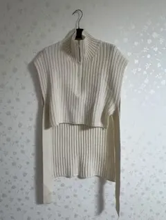 極美品✨AKIRANAKA ドレープパネルリブニット サマーニット ホワイト