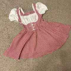 赤と白のチェック柄Aラインドレス