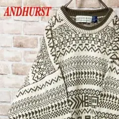 【希少】ANDHURST セーター　USA製　ベージュ　ブラウン　L