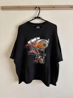 ヴィンテージ加工水洗い ダメージストリート パンク 半袖Tシャツルーズ 