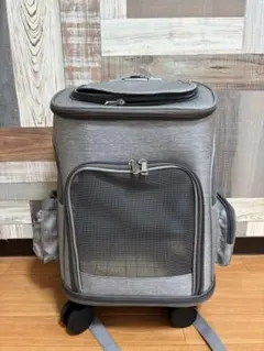 犬猫等小動物用キャリーバッグ リュックグレー キャスター付き