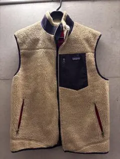 Patagonia フリースベスト ベージュ/ネイビー