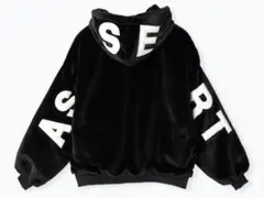 ブルゾンジャンパーバッグバックロゴパーカーふわふわもこもこファー黒くろ英字4L