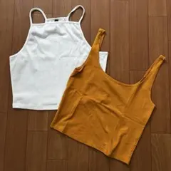 一部未使用 ショート丈 タンクトップ キャミソール 2点セット