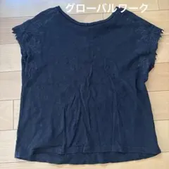 グローバルワーク　黒　花柄　トップス　カットソー　M 花柄刺繍　シンプルのサムネイル