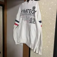ODD DESIGN ホワイト パーカー ストライプ付き