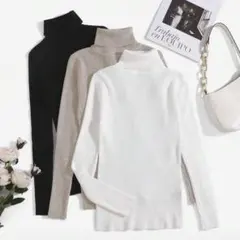 SHEIN Essnce ソリッド タートルネック リブニット セーター 秋冬用